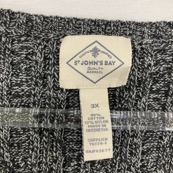 New St. John's Bay size 3X Gray Crew Neck Long Sleeve Textured Preppy Sweater - Picture 2 of 9